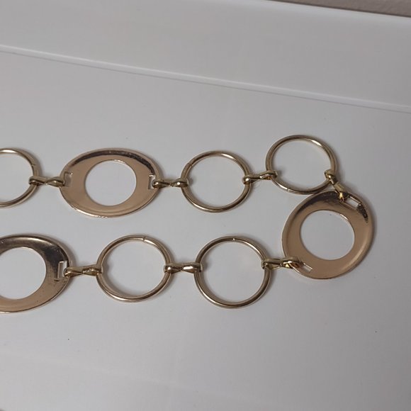 Gold Tone Round Link Metal Belt 43 Inches Long - Picture 12 of 14